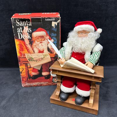 1994 Gemmy Animated Santa At His Desk Making A List