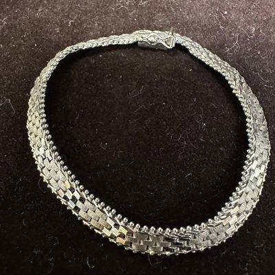 14K White Gold Woven Link Bracelet IG USA