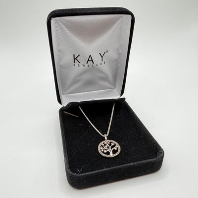 10k White Gold Diamond Tree Pendant