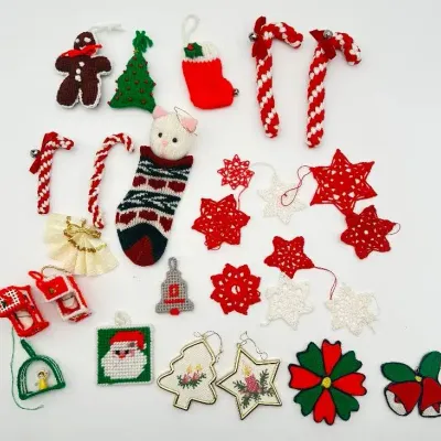 Handmade Crochet Knit Needlepoint Christmas Ornament
