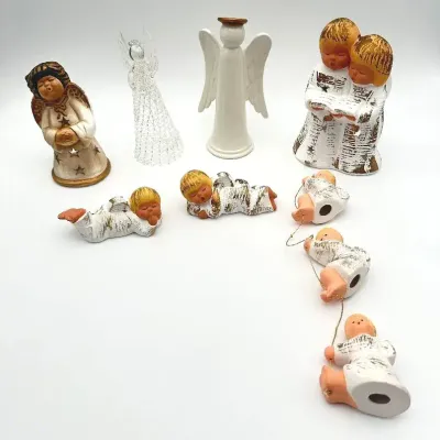 Assorted Ceramic and Glass Angel Figurines Collection