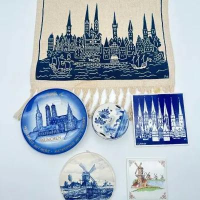 Vintage German and Dutch Blue and White Porcelain Decor Collection