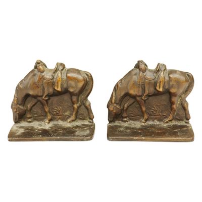 Sale Photo Thumbnail #150: Art Deco Eastern Hobby Cast Iron Horse Bookends