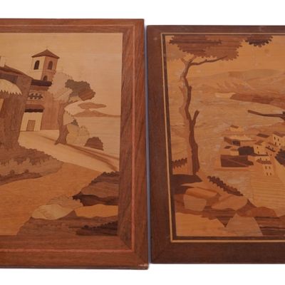 Italian Sorrento Marquetry Wood Inlay Plaques