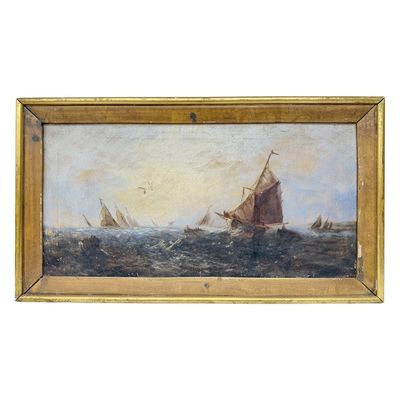 19th C Marine Seascape Oil Painting