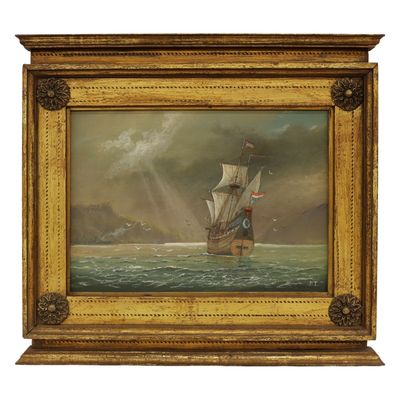 The Half Moon - Galleon Maritime Painting