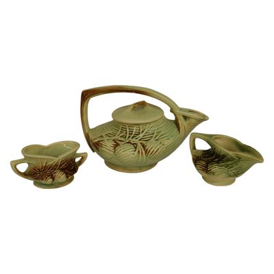 Sale Photo Thumbnail #103: 1940s McCoy Pottery Pine Cone Tea Set