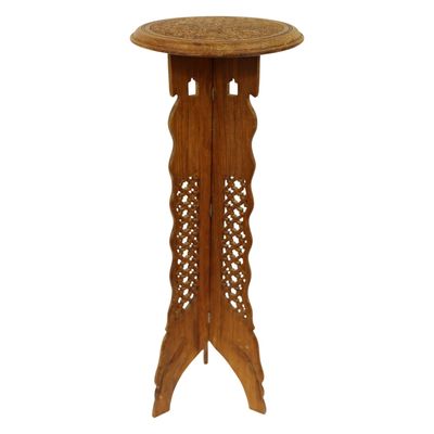 Indian Carved Teakwood Folding Plant Stand