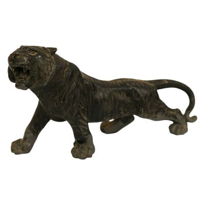 Bronzed Metal Art Deco Tiger Sculpture