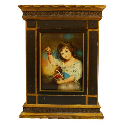 Lindenman - 'Girl w Cherries' Porcelain Painting
