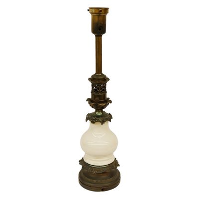 Sale Photo Thumbnail #142: Stiffel Brass & Milk Glass Table Lamp