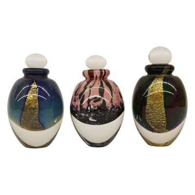 Robert Eickholt Signed Art Glass Perfume Bottles