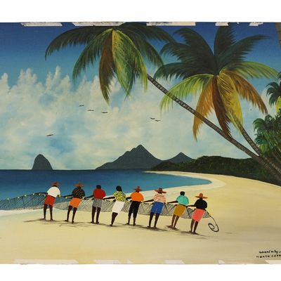 Caribbean Folk Art Oil Painting, Martinique