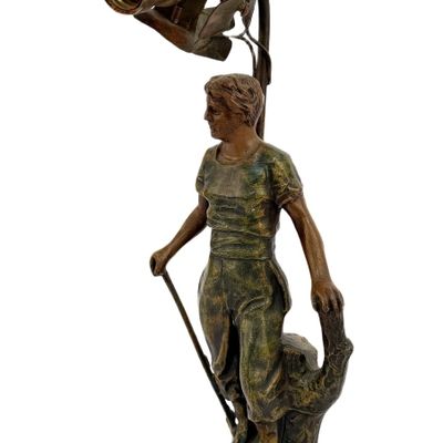 Sale Photo Thumbnail #144: Art Nouveau 'Bucheron' French Bronzed Figural Lamp