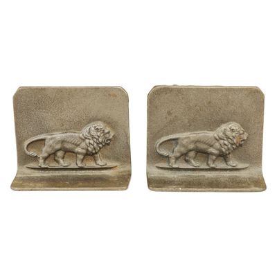 Sale Photo Thumbnail #152: Antique Bradley & Hubbard Bronze Lion Bookends