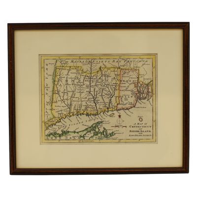 1776 Connecticut & Rhode Island Map Lithograph