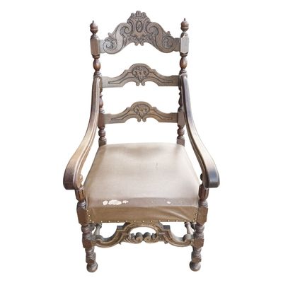 European Renaissance Revival Carved Wood Armchair