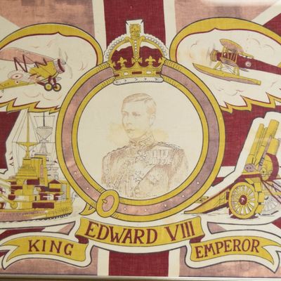 Lithograph on Textile King Edward VIII Coronation Commemorative Print