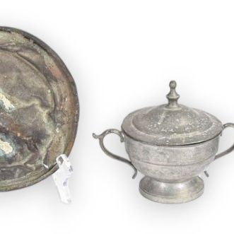 3 Copper and Pewter Ocean Salvage Metalware Artifacts