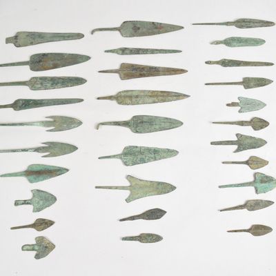 Assortment of Bronze Age Luristan Type Bronze Arrowheads and Spearheads