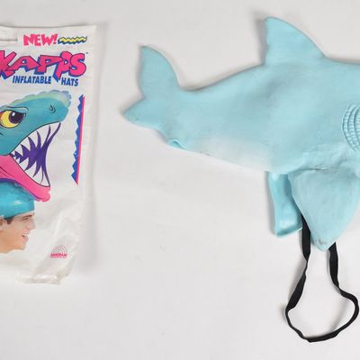 2 Vintage Inflatable and Molded Shark Hats