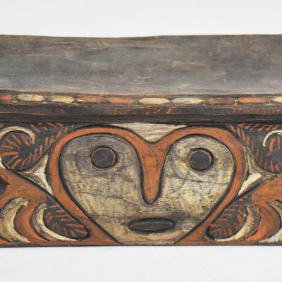 Papua New Guinea Carved Polychrome Headrest
