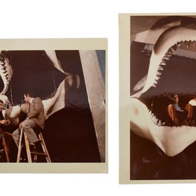 2 Vintage Prints Peter Benchley with Megalodon Jaws