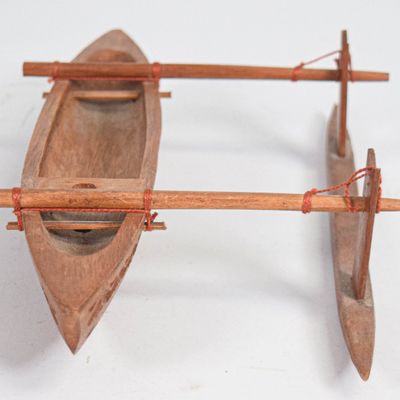 Papua New Guinea Carved Wood Outrigger Canoe Model