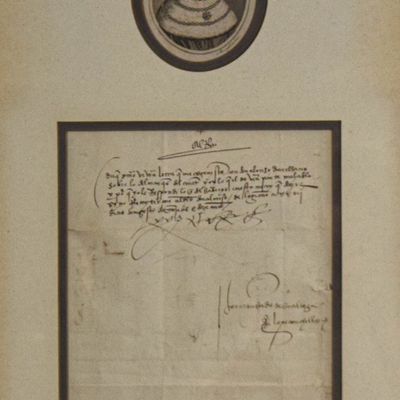 Ferdinand II of Aragon Signed Manuscript and Raffaello Morghen Portrait Engraving