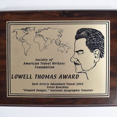 Lowell Thomas Award Plaque Peter Benchley