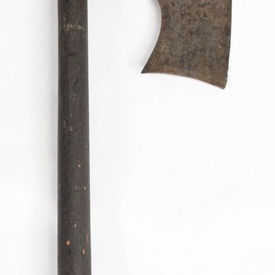 Antique Ottoman Style Iron and Wood War Axe