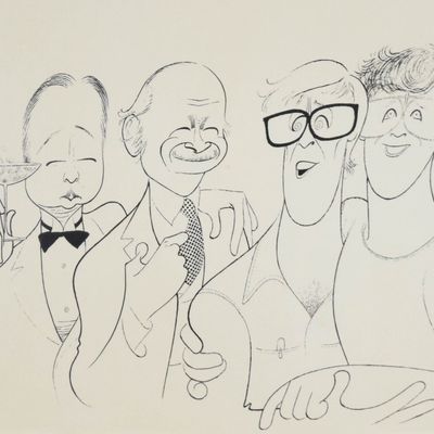 Al Hirschfeld Pen and Ink Drawing The Benchley Family
