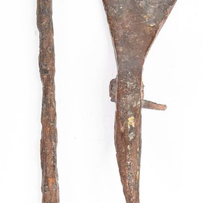 2 Antique Hand-Forged Oxidized Iron Relic Tools