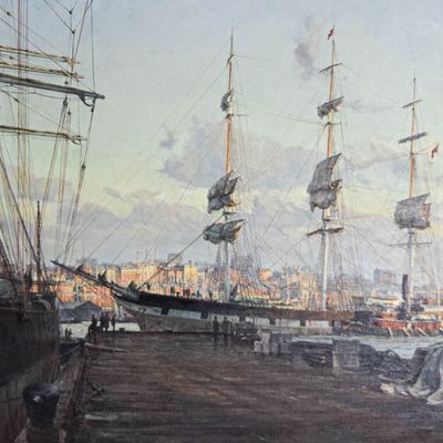 Christopher Blossom Oil on Canvas Ship Allerton East River New York
