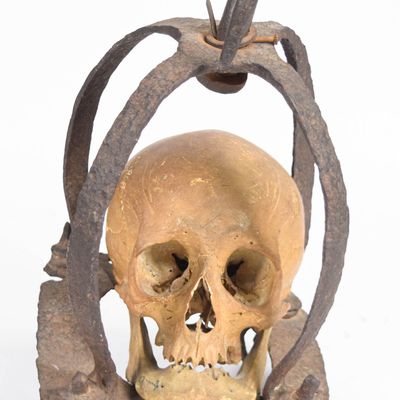 Wrought Iron and Human Bone Skull Gibbet
