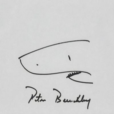 Peter Benchley Signature and Pen Drawing Shark