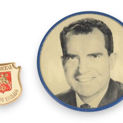 2 Vari-Vue Richard Nixon Campaign and Soviet Moscow Enamel Pins