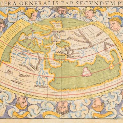 Sebastian Münster Hand-Colored Woodcut Map Altera Generalis