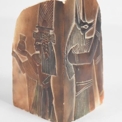 Egyptian Revival Style Carved Gypsum Relief Block