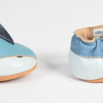 Pair of Leather Shark Baby Slippers