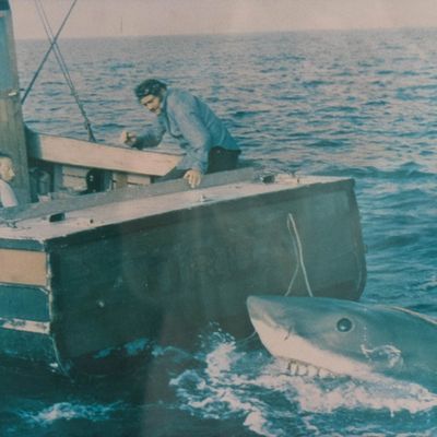 Jaws Production Still, Robert Shaw and Richard Dreyfuss