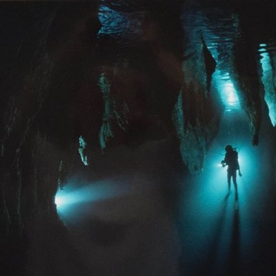 David Doubilet Cibachrome Print Scuba Diver in Underwater Cave