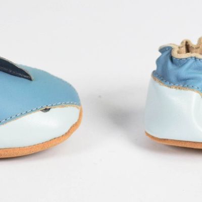 Pair of Leather Shark Baby Slippers