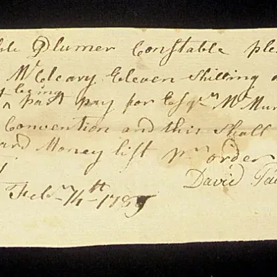 1789 pay order for the attendance of Londonderry's delegate at the convention to vote on the U.S. Constitution