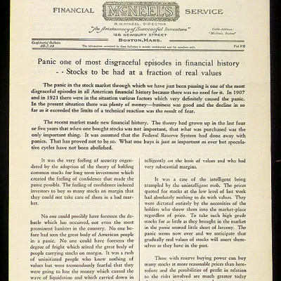 Rare archive of ephemeral publications related to the 1929 stock market crash