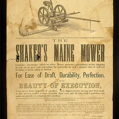 Very rare 1865 Shaker plow advertising broadside