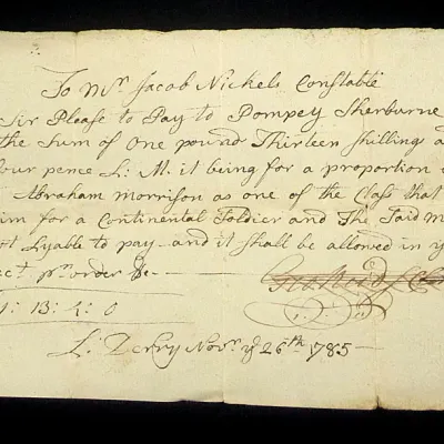 1785 pay order issued to a black substitute Revolutionary War soldier from Londonderry
