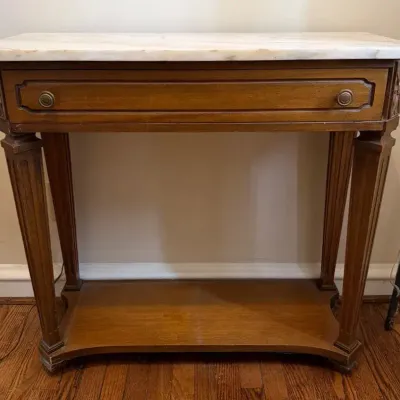 Vintage Accent Table With Marble Top