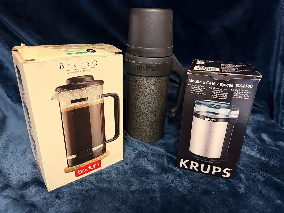 Coffee Lover’s Lot – Bodum Bistro French Press, Krups Grinder & Thermos