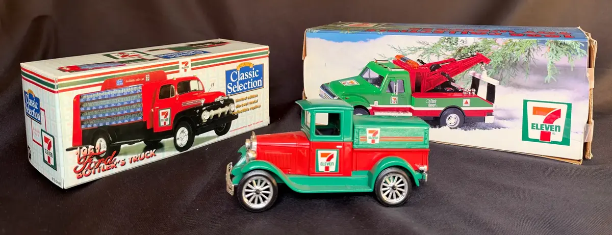 Vintage 7-Eleven Promotional Die-Cast Toy Utility Trucks